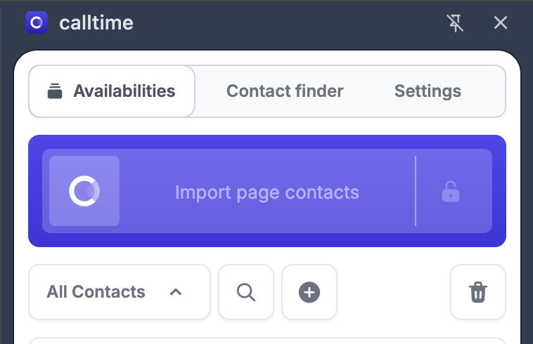Calltime extension - Import page contacts